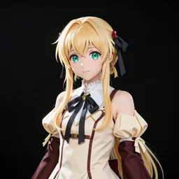 clear portrait of anime girl violet evergarden cosplay hatsune miku, black background, light effect, anime style hyper detailed, illustration, bloody, intricate, elegant, digital painting, artstation, smooth, sharp focus, art by artgerm and greg rutkowski and alphonse mucha.