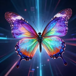 energy butterfly, matrix, tron lines, detailed realistic digital fantasy art sharp focus, smooth, colorful. trending on arstation