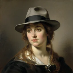 woman wearing a panama hat, by eugene delacroix.