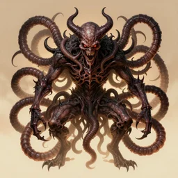 chaotic evil satanic monster worms worms worms, highly detailed, artstation, intricate, smooth, sharp focus, dark, horror, illustration, art by greg rutkowski, good clear quality, dynamic lighting, warm lighting, symmetrical artwork, cinematic, hyper realism, high detail, octane