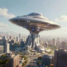 matte painting flying saucer carrying a city. ecofuturistic architecture. dynamic perspective. urban, detailed digital art trending in artstation