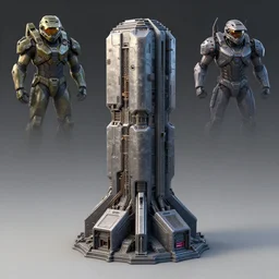 3 d sculpt environment building prop, star citizen, halo, mass effect, elysium, the expanse, high tech industrial, artstation unreal of a technological device in the shape of an industrial rectangular segmented stacked tower