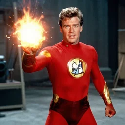 Young Paul Newman  starring as Johnny Storm, The Human Torch from The Fantastic Four Movie, Color, Modern