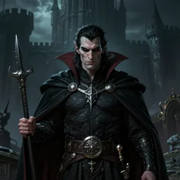 a highly detailed color illustration portrait of a fantasy vampire king, conan, dark moody eerie castle setting, d & d portrait, planescape, horror fantasy art, hires, deviantart, sharp focus, centered, art by tim hildebrandt and frank frazetta and gerald brom and greg rutkowski
