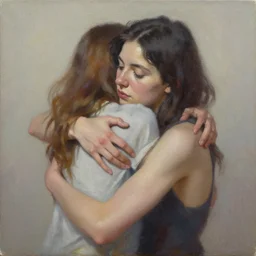 a hug, masterpiece, trending on artstation, oil on canvas