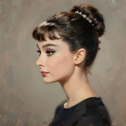 anime mage audrey hepburn, intricate oil painting by greg rutkowski, trending on artstation, side profile