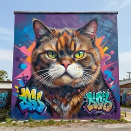mobster cub as graffiti mural by lee, masterpiece, trending on artstation