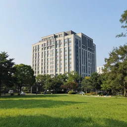 a building in a landscape, trending on flickr