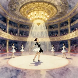 anime rooney mara ballroom, intricate watercolor painting by greg rutkowski, trending on pixiv