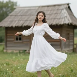 portrait of girl dressed in white clothes countryside country style country house fantasy character portrait dynamic pose