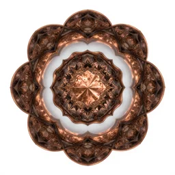 copper kaleidoscope, photorealistic, isolated on a pure white background, centered, entire object in frame, sharp focus, soft studio lighting