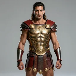 full body portrait of rami malek as hercules, in gladiator clothes. detailed face, concept art, intricate, highly detailed 8 k, smooth, sharp focus, handsome and aesthetic shape of face and body, artgerm, artstation, art by zexi guo and nira and junpei suzuki and gharliera and rinotuna