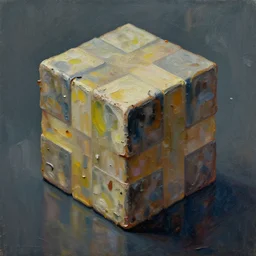 movie poster, oiled magic cube, oil painting