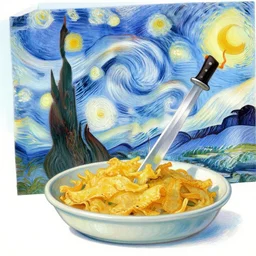 fry with a sword, painting, artwork by van gogh