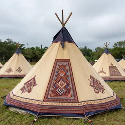 indigenous asian tents, traditional cloth art, 8 k