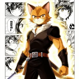 a manga for warrior cats, very detailed, backlighting, shonen jump manga