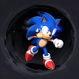 digital illustration of Sonic the Hedgehog slam dunking Kirby into a black hole, deviantArt, artstation, artstation hq, hd, 4k resolution