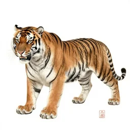 a hyperdetailed design of a oriental tiger whole body, tiger structure, ferocious, chinese mythology, victo nga, fumo yoshitoshi