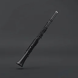 distant shot render matte black high tech electronic musical instrument, electronic clarinet, flowy industrial design, flow form, rounded edges, centered on studio gray background, all black design by james dyson, greg rutkowsk, jonathan ive, braun design, technologic design, octane engine render, detailed product concept unreal engine 6 render