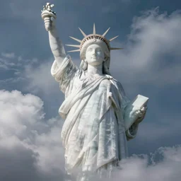 white cloud in the shape of a statue