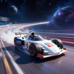Speed Racer on the intergalactic raceway through cosmic warp hyperspace