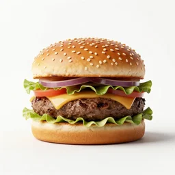 mid-century hamburger, stylized 3d render, isolated on a pure white background, centered, entire object in frame, sharp focus, soft studio lighting