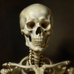 cyborg skeleton portrait painted by Rembrandt