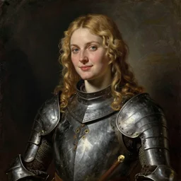 sultry saoirse ronan, looking seductively, blonde hair, wearing medieval armour, smirk, portrait, oil painting by titian, hard focus