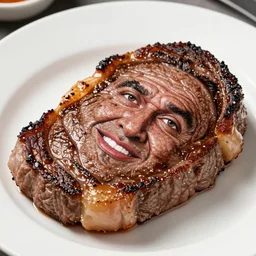 a steak with danny devito's face
