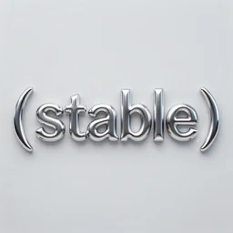 metal silver shiny chrome text that says ( stable )