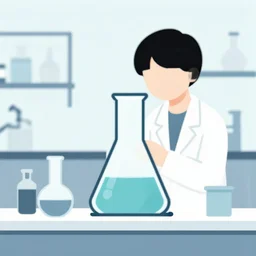 science lab. clean cel shaded vector art. minimalist illustration art by tatsuro kiuchi