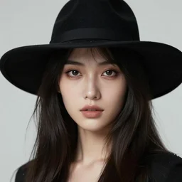 close - up portrait of woman in a black hat, digital art, trending on artstation, hd, 8 k, highly detailed, good lighting, beautiful, epic, masterpiece