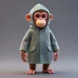 a monkey wearing a raincoat, full - body and head view, highly detailed, zeronis style, artstation, soft light, sharp focus, illustration, character design, concept art