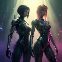 cyberpunk adam and eve, cyborg, neon, matrix, highly detailled, cinematic, fog, lighting, sun rays, artstation, blade runner