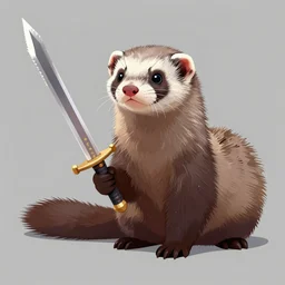 Vaporware version of a cute ferret with a saber concept art, Artstation