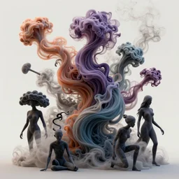 thick colorful smoke creatures morphing into each other, by rhads and paul lehr, xf iq 4, f / 1. 4, iso 2 0 0, 1 / 1 6 0 s, 8 k, raw, featured in artstation, octane render, cinematic, elegant, intricate, 8 k