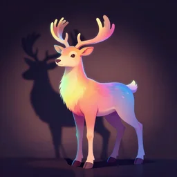 Reindeer made out of shadows, neon, rainbow, fursona, furry,