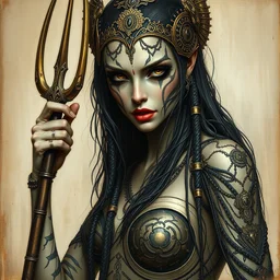 gal gadot as a hans zatzka!!, h. r. giger painting