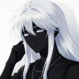 anime god by yoshitaka amano : 5 vanta black skin, soft white hair : 5