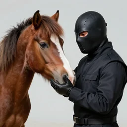 ira fighter in face mask petting a pony art by greg rutkowski