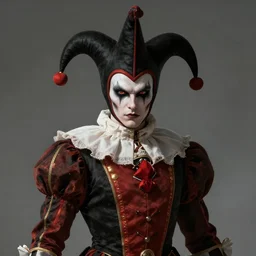 front shot of a court jester character ominous elegant detailed concept artstation sharp focus ray tracing cinematic masterpiece fine portrait