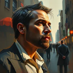 a modern painting of a conman, in the style of tim bradstreet, sharp focus, realism