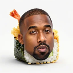 tempura sushi with the face of kanye west, digital art, high quality