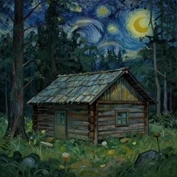 [ a log cabin in the forest ] [ van gogh ] [ melancholy ]