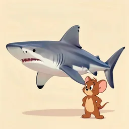 photo of a hybrid between a megamouth shark, and tom from tom and jerry