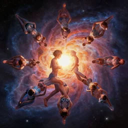 high - concept art for the entire universe uniting again into perfect love and pure consciousness, defeating the big bang!! final victory of order over disorder!! final defeat of entropy! end of time, galactic scale!! digital painting, artstation, smooth, sharp focus