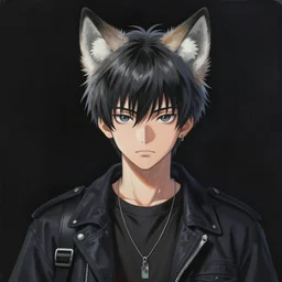 yoji shinkawa painting of a stylish a young boy with wolf ears, neko boy with wolf ears. 8 k