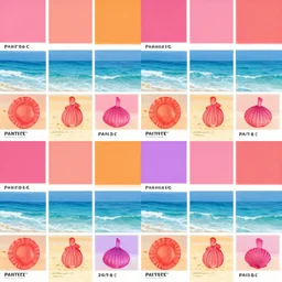 beach ocean seashore motifs, repeating, seamless, tileable, colors are pantone 2 7 6 c on raspberry on orange on electric purple on red, rebecca alred, melissa sixma, ingrid johnson, paige spearin, avantika subramanian, deepak yadav, abbey holden, erin stein