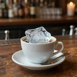 iceberg in a cup of coffee on a  italian bar table  . Cgsociety