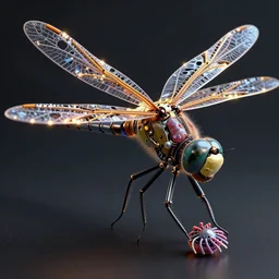 a macro photograph of a bio - mech dragonfly made from cables and bio - organic micro organisms and metal parts and led, beautifully lit, by tomasz alen kopera and peter mohrbacher and craig mullins, 3 d, trending on artstation, octane render, 8 k